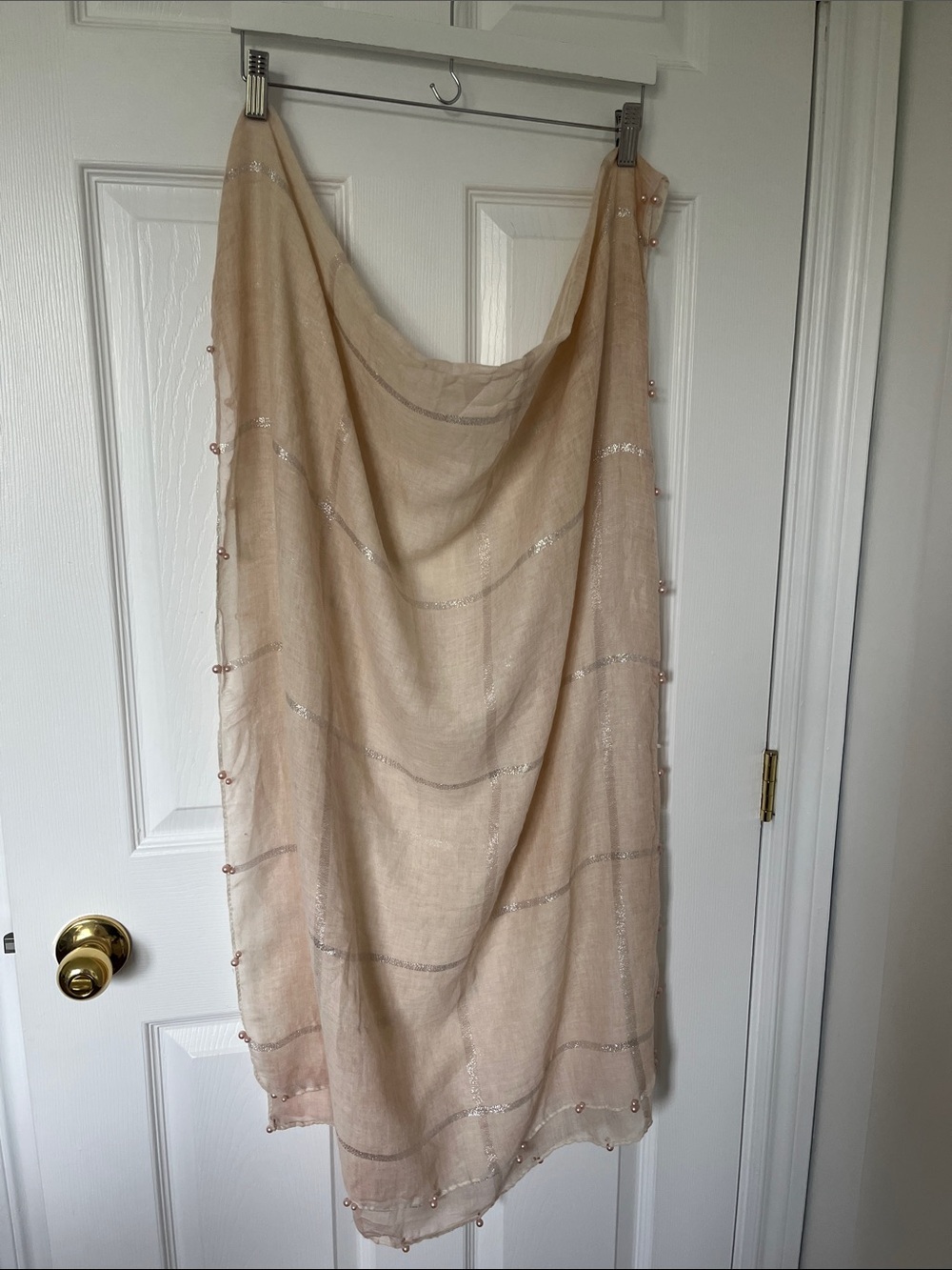 Neutral pink Beaded Women's Scarf - Lightweight Elegant Wrap